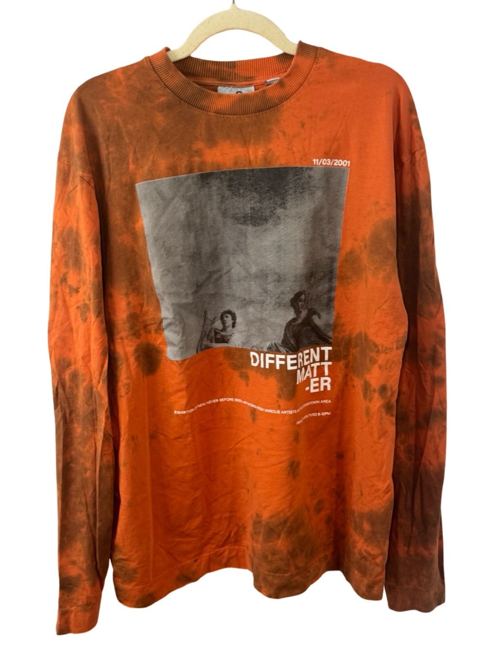 🔸🌚 ASOS Collusion Orange Tie-Dye Long Sleeve Graphic Tee Oversized 🌚🔸